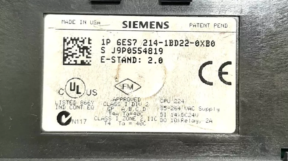 Siemens Simatic S7-200 CPU 224 / 6ES7 214-1AD22-0XB0 / 6ES7214-1AD22-0XB0