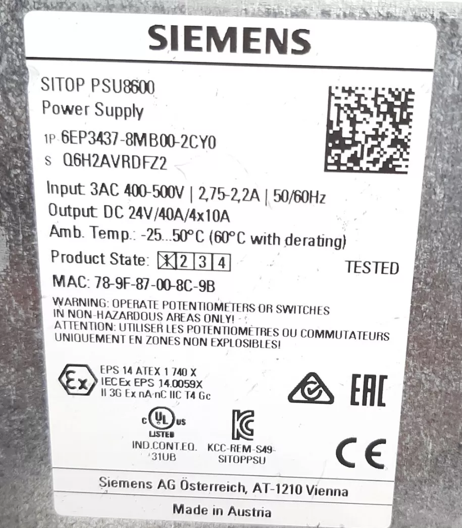 Siemens  Simatic Sitop PSU8600 Stromversorgung /Netzteil 6EP3437-8MB00-2CY0
