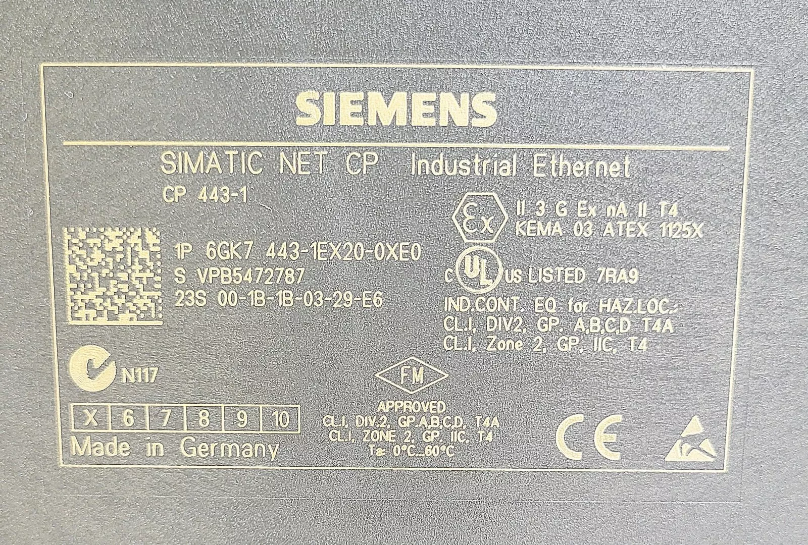 Siemens Simatic Net Ethernet S7-400 6GK7443-1EX20-0XE0 / 6GK7 443-1EX20-0XE0 